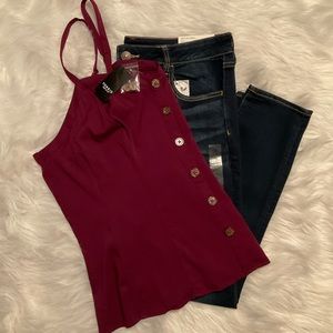 Torrid maroon button tank